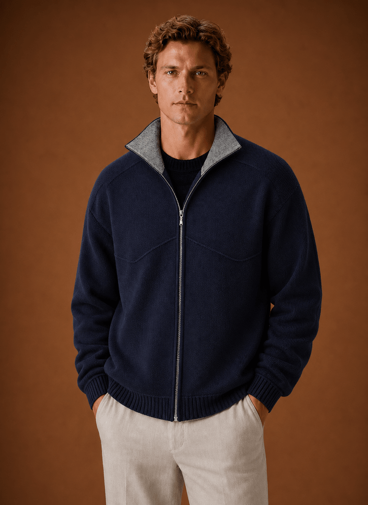 Men's Knit Full Zip Cardigan Jacket - Harren Cole