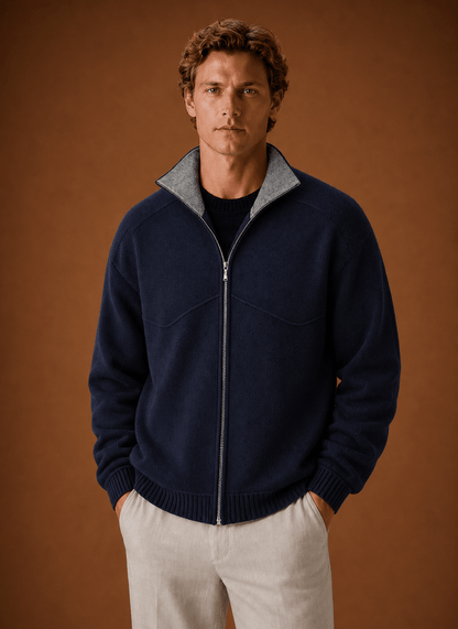 Men's Knit Full Zip Cardigan Jacket - Harren Cole