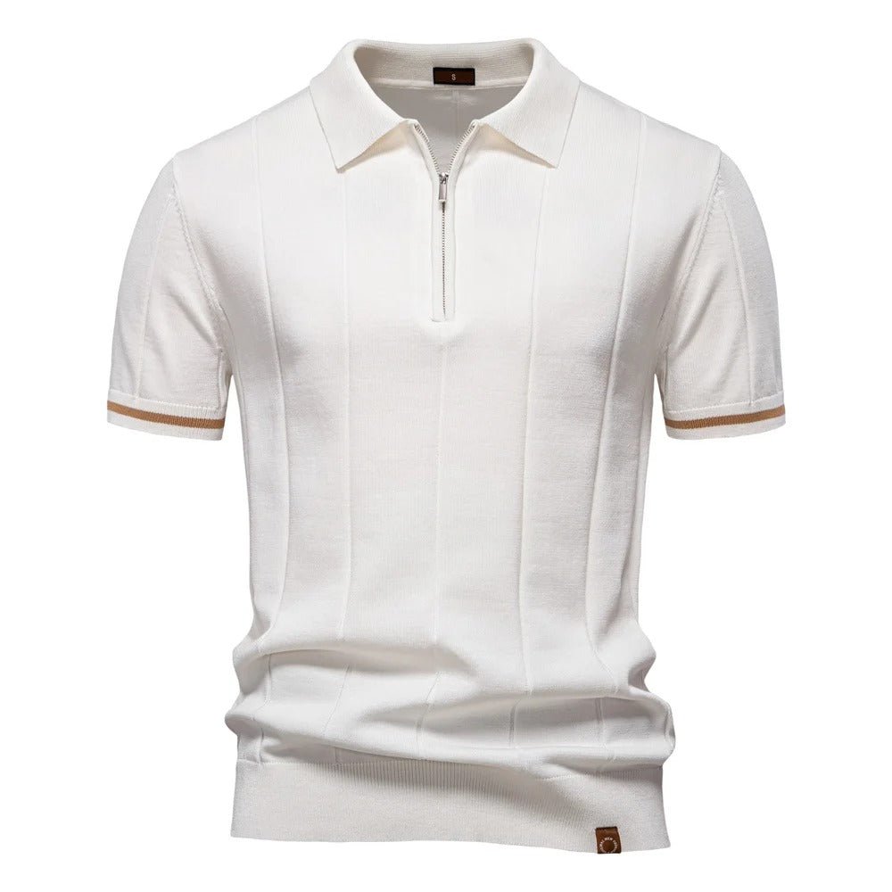 Men's Knitted Polo Shirt with Zipper Collar - Harren Cole