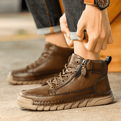 Men's Leather Boots With Grippy Sole - Harren Cole