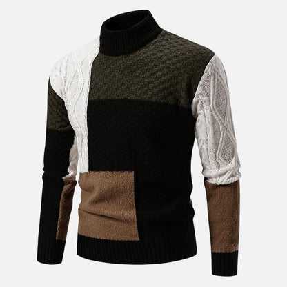 Men's Lightweight Patch Turtleneck Sweater - Harren Cole
