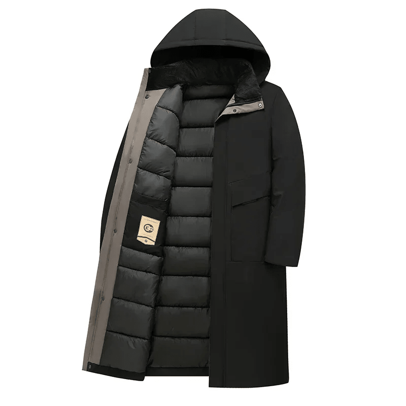 Men's Long Quilted Hooded Coat - Harren Cole