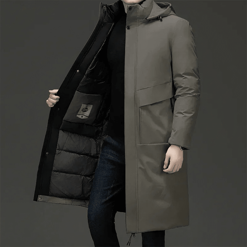 Men's Long Quilted Hooded Coat - Harren Cole