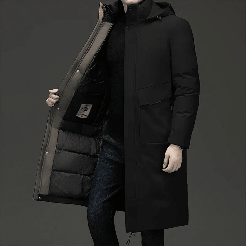 Men's Long Quilted Hooded Coat - Harren Cole