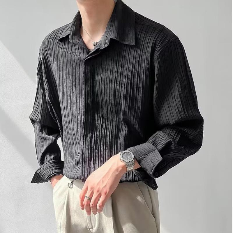 Men’s Long - Sleeve Crinkle Fabric Shirt - Harren Cole