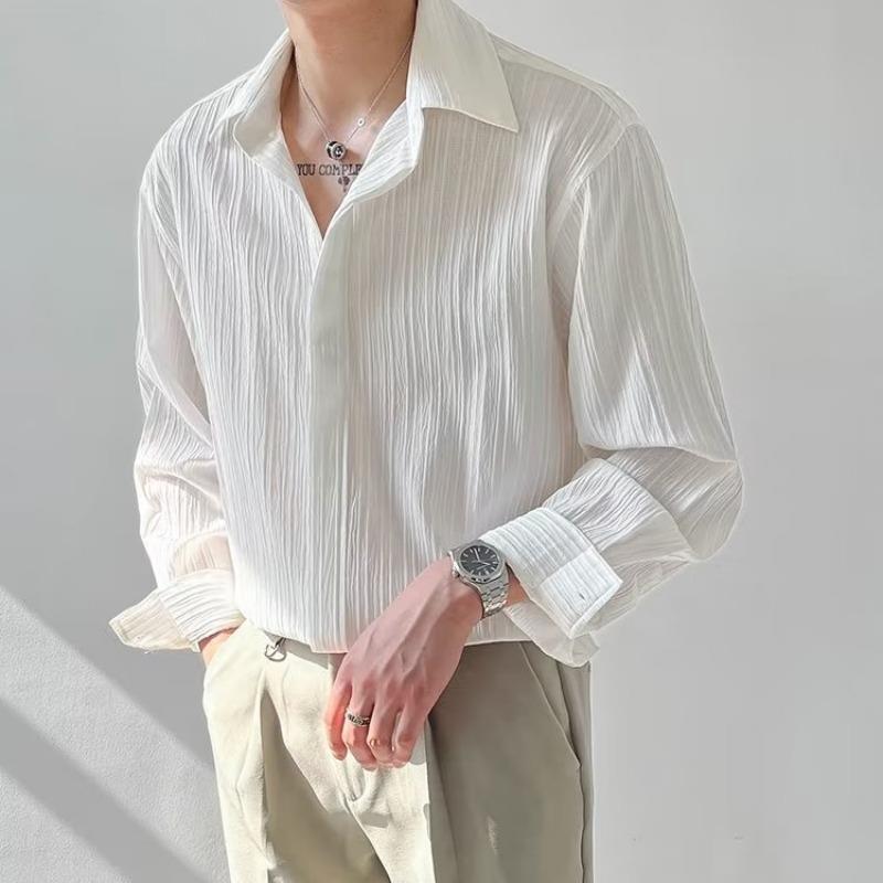 Men’s Long - Sleeve Crinkle Fabric Shirt - Harren Cole