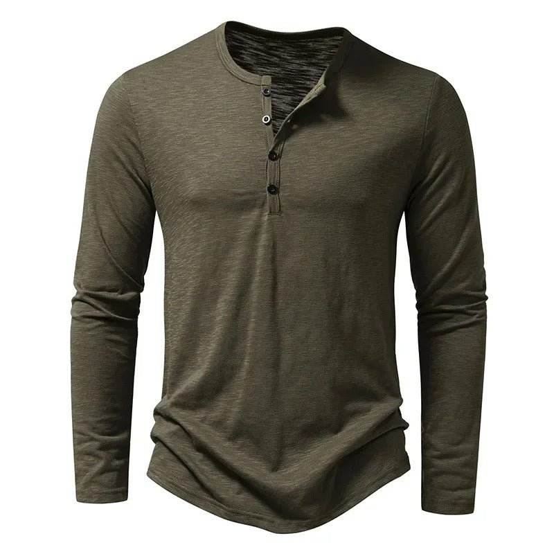 Men’s Long Sleeve Henley Shirt - Harren Cole