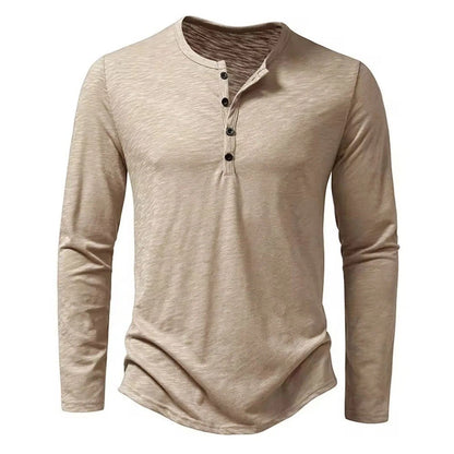 Men’s Long Sleeve Henley Shirt - Harren Cole