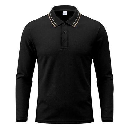 Men's Long-Sleeve Piqué Polo Shirt Contrast Collar - Harren Cole