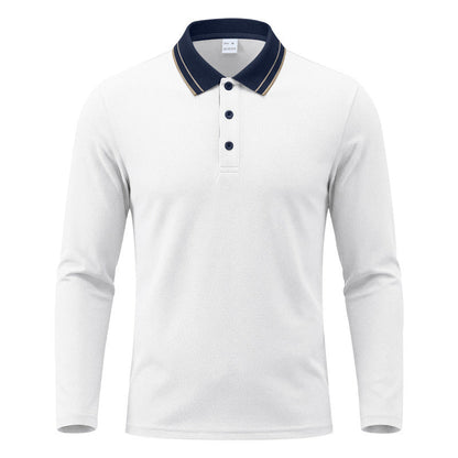 Men's Long-Sleeve Piqué Polo Shirt Contrast Collar - Harren Cole