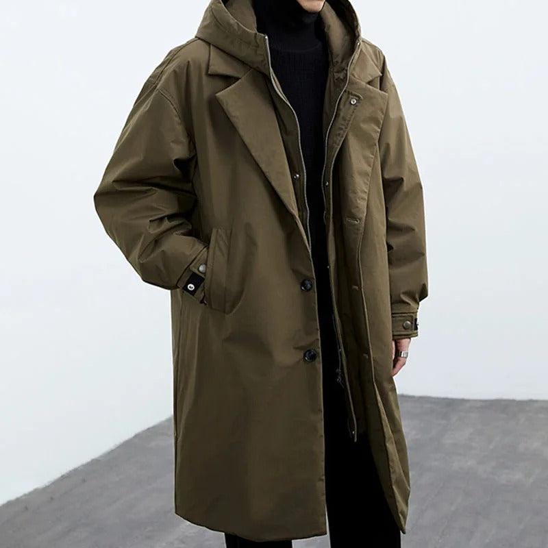 Men's Longline Winter Trench Coat - Harren Cole