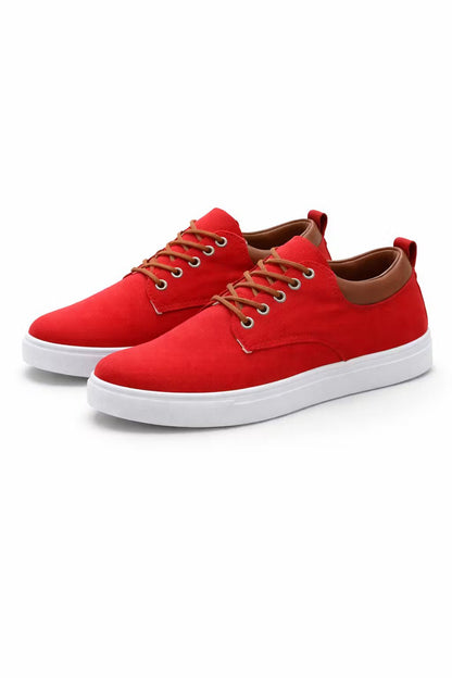 Men's Low-Top Lace-Up Sneakers Contrast Collar White Sole - Harren Cole