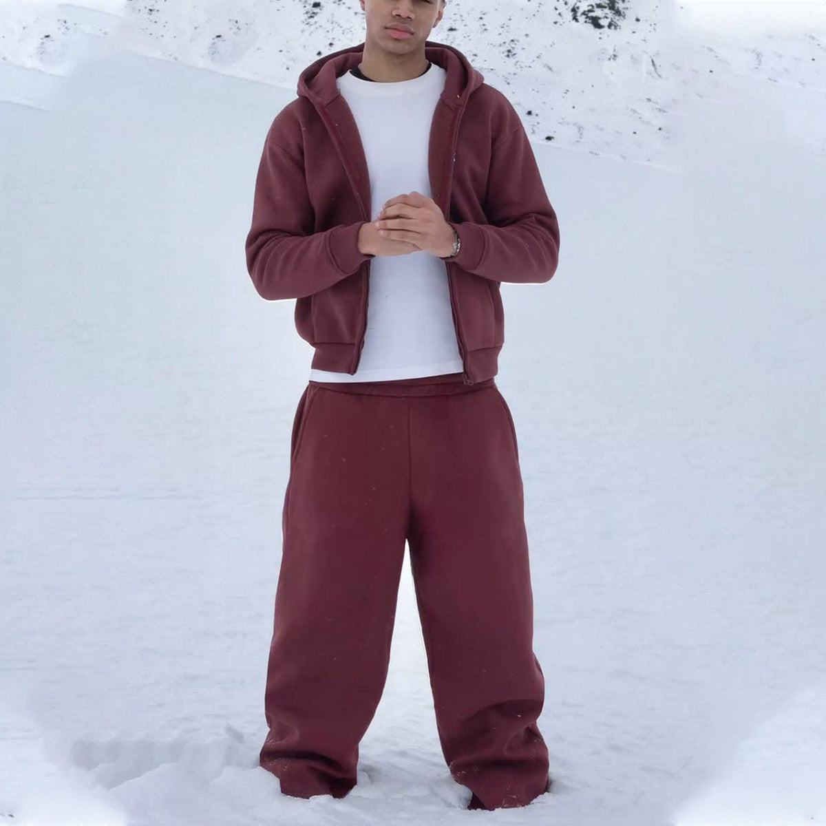 Men's Oversized Zip Hoodie And Relaxed Sweatpants Set - Harren Cole