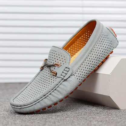 Men's Perforated Suede Slip-On Driving Loafers - Harren Cole