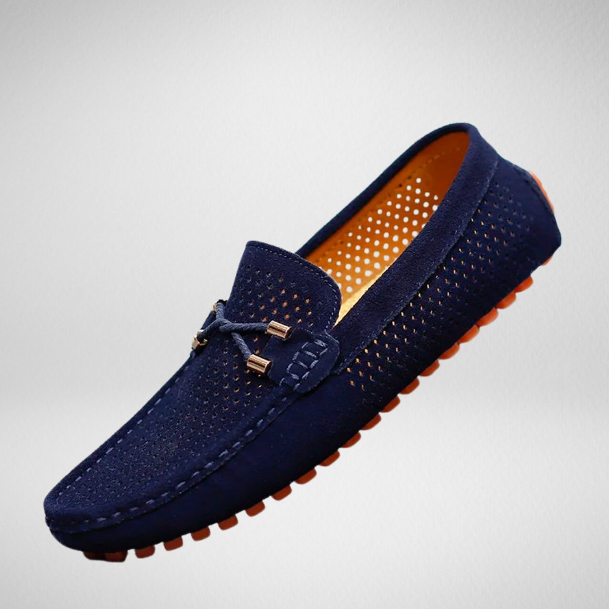 Men's Perforated Suede Slip-On Driving Loafers - Harren Cole