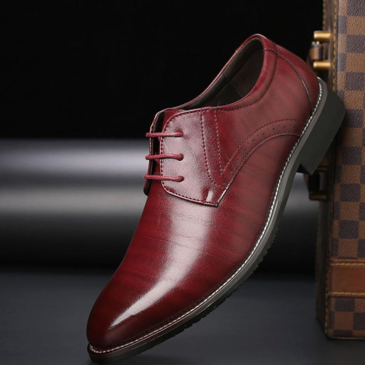 Men's Polished Leather Brogue Dress Shoes - Harren Cole