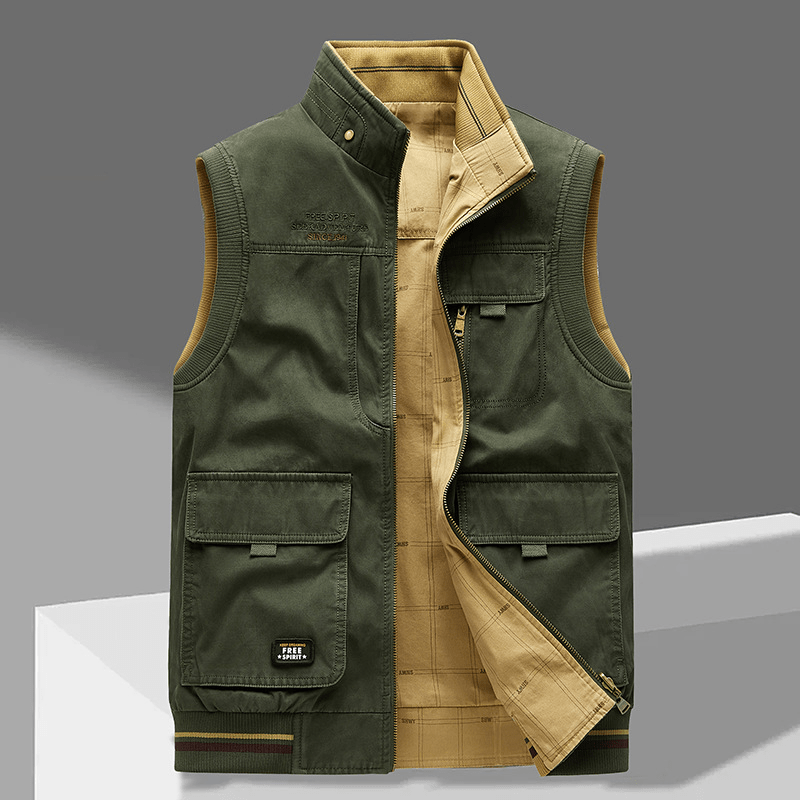 Men's Robust Outdoor Vest With Stand Collar - Harren Cole