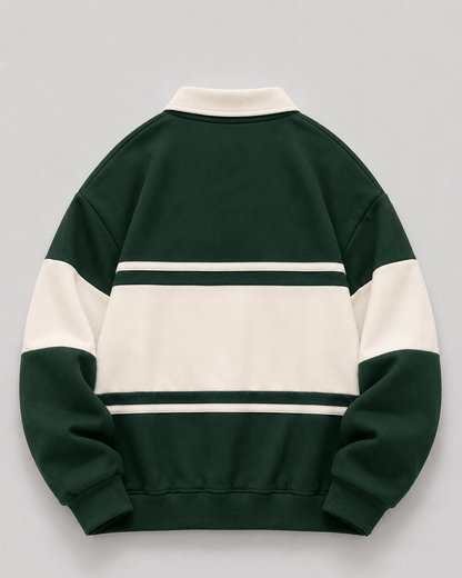 Men's Rugby Polo Sweater Color Block Relaxed Fit - Harren Cole