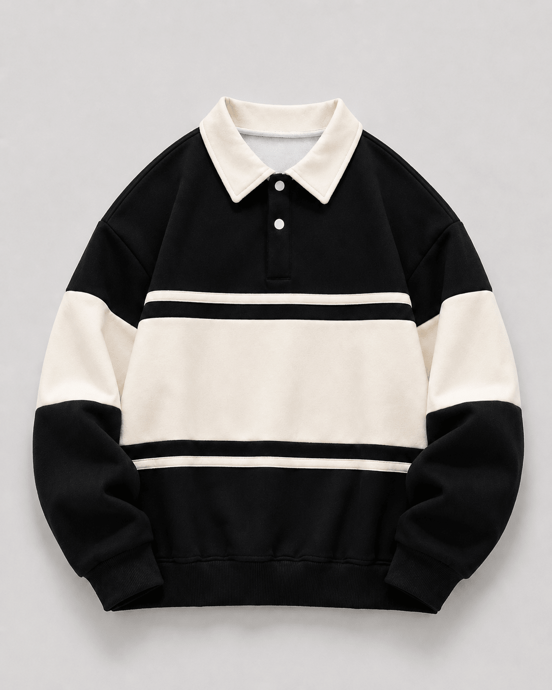 Men's Rugby Polo Sweater Color Block Relaxed Fit - Harren Cole