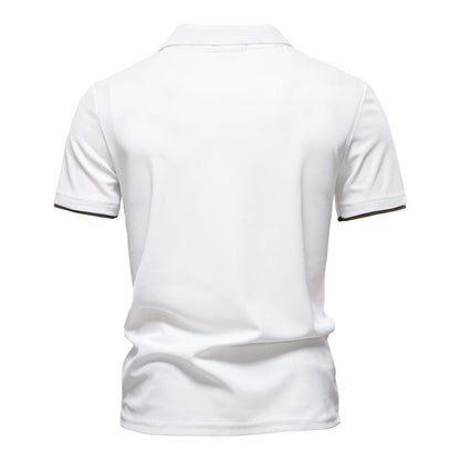 Men's Short Sleeve Polo Shirt with Striped Embroidery - Harren Cole