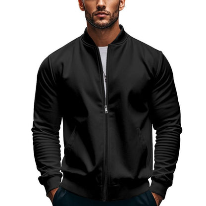 Men's Slim-Fit Sweat Bomber Jacket With Stand Collar - Harren Cole