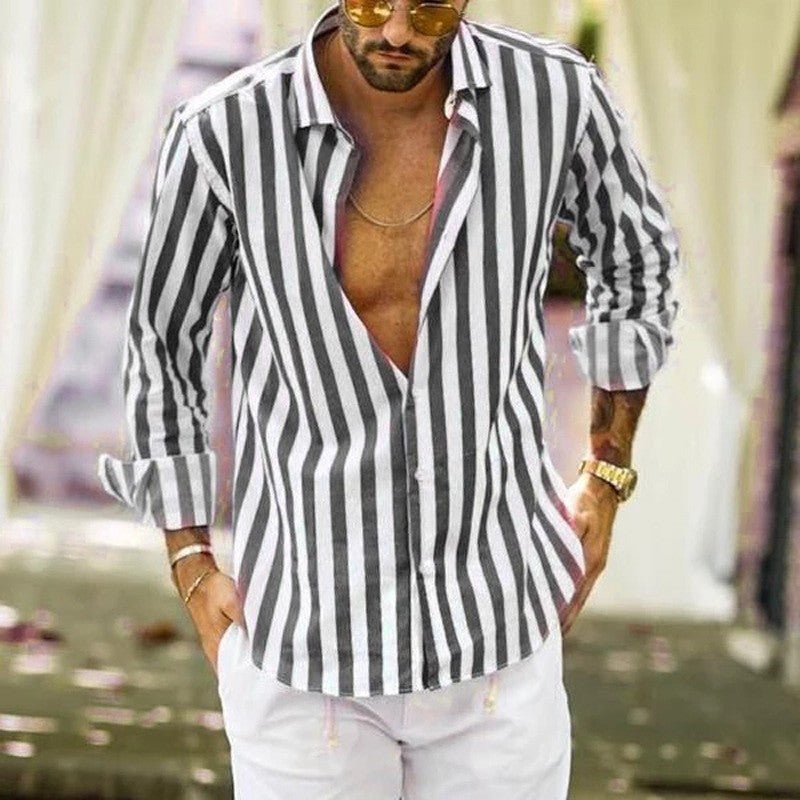 Men's Slim-Fit Vertical Stripe Dress Shirt - Harren Cole