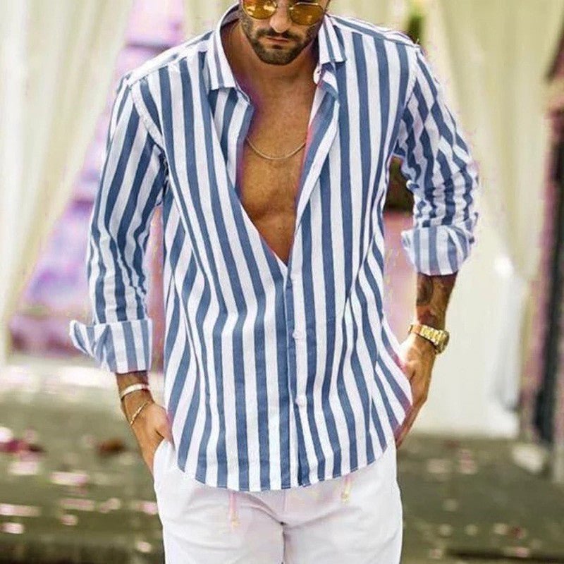 Men's Slim-Fit Vertical Stripe Dress Shirt - Harren Cole