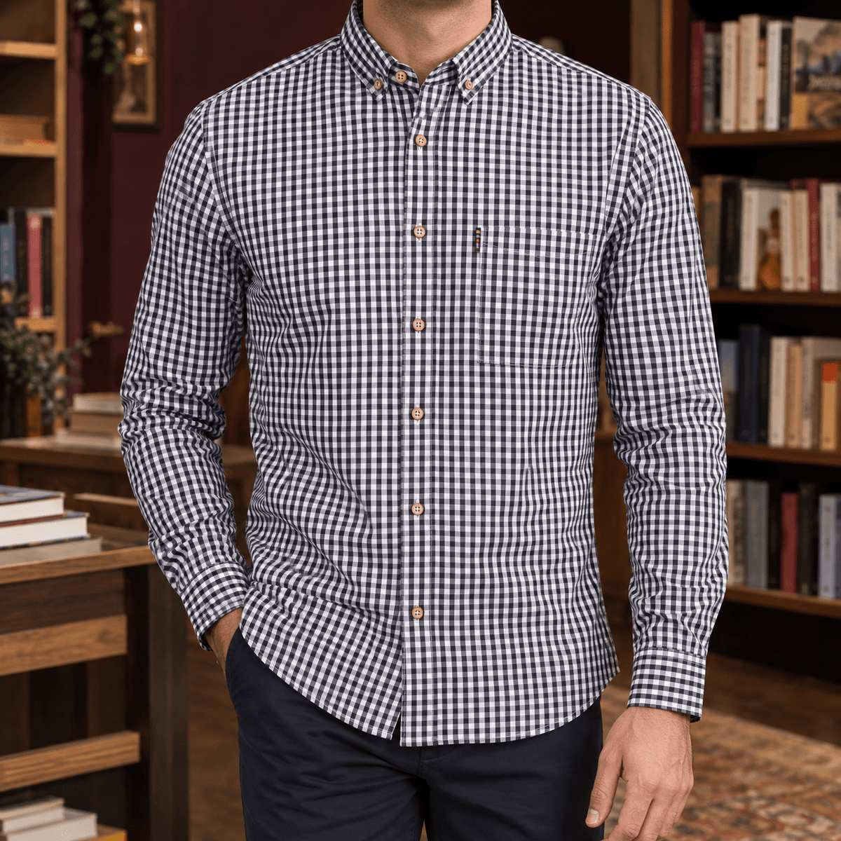 Men's Slim Gingham Button Down Shirt - Harren Cole