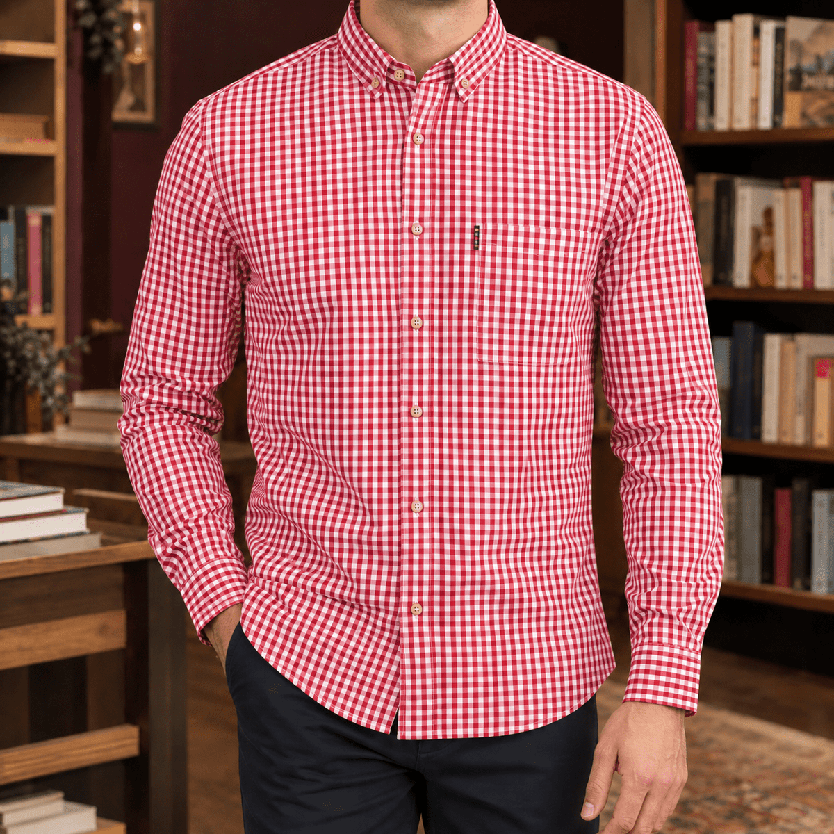 Men's Slim Gingham Button Down Shirt - Harren Cole
