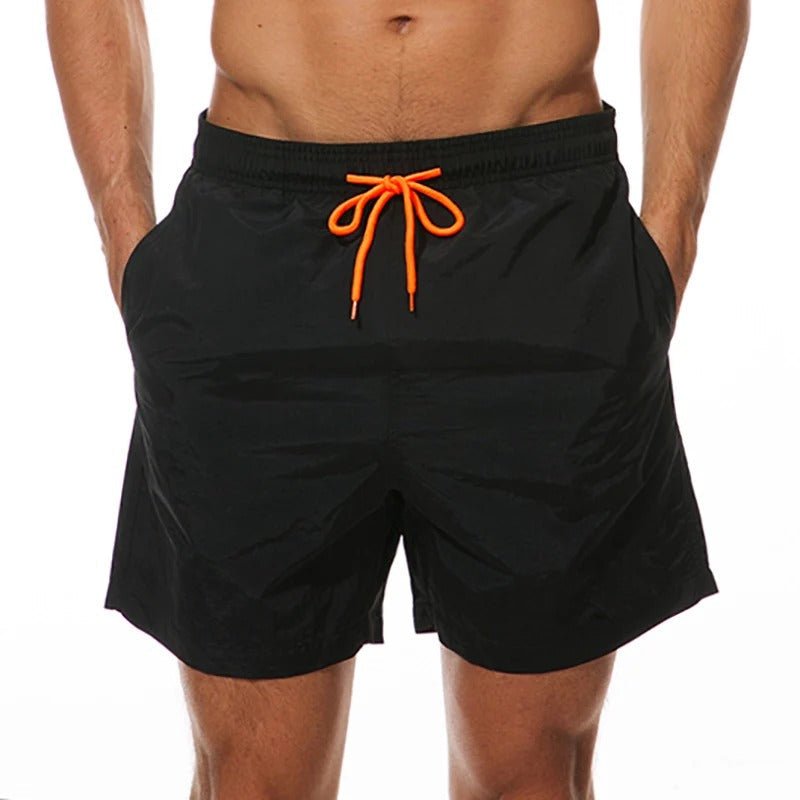Men’s Solid Color Swim Shorts with Contrast Drawstring - Harren Cole