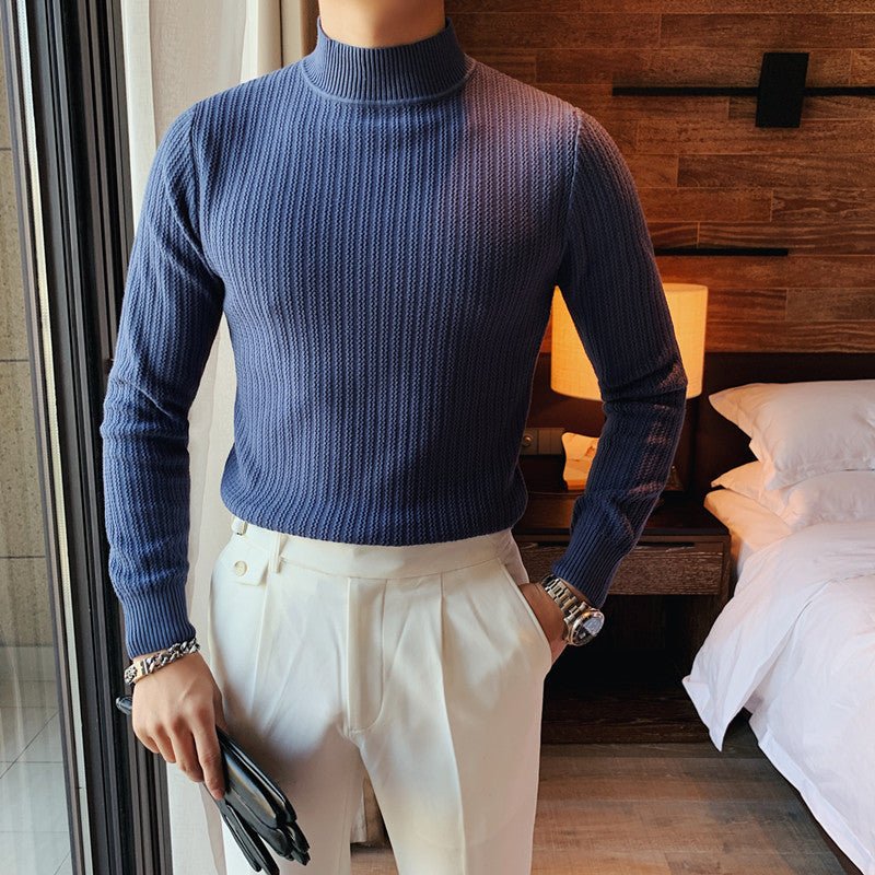 Men's Solid Pullover Sweater With Classic Collar - Harren Cole
