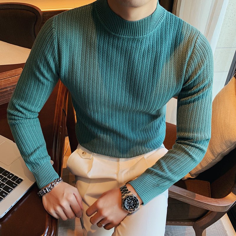 Men's Solid Pullover Sweater With Classic Collar - Harren Cole