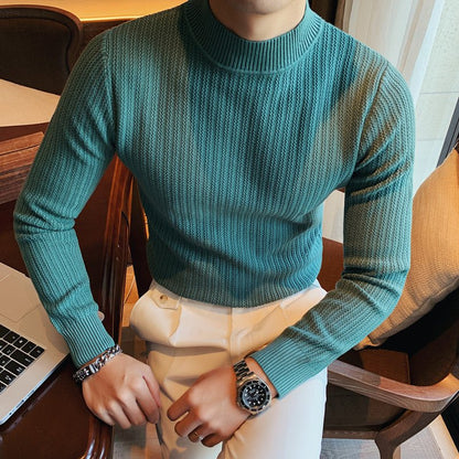 Men's Solid Pullover Sweater With Classic Collar - Harren Cole
