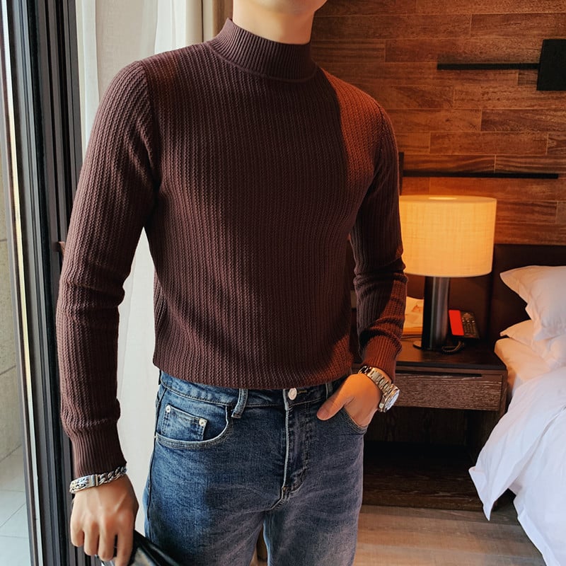 Men's Solid Pullover Sweater With Classic Collar - Harren Cole