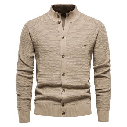 Men’s Stand - Up Collar Knit Cardigan Sweater - Harren Cole