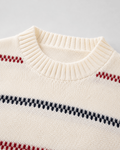 Men's Striped Knit Crew Neck Sweater - Harren Cole