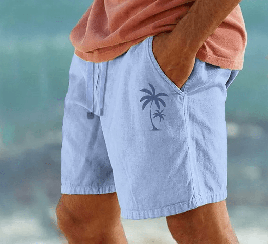 Men’s Summer Shorts with Palm Tree Embroidery - Harren Cole