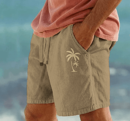 Men’s Summer Shorts with Palm Tree Embroidery - Harren Cole