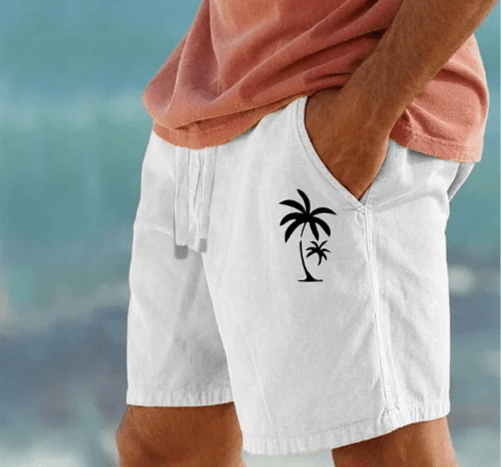 Men’s Summer Shorts with Palm Tree Embroidery - Harren Cole