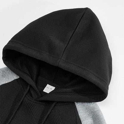 Men's Textured Contrast Panel Hoodie - Harren Cole