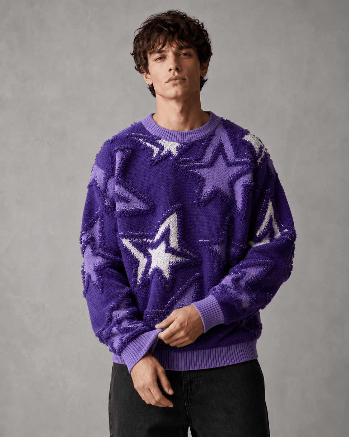 Men's Textured Star Knit Sweater Relaxed Fit - Harren Cole