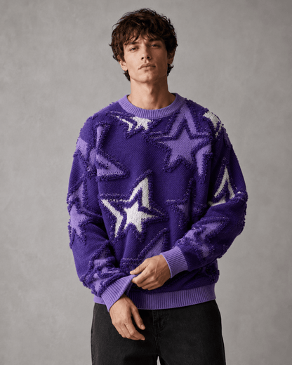 Men's Textured Star Knit Sweater Relaxed Fit - Harren Cole
