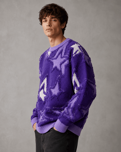 Men's Textured Star Knit Sweater Relaxed Fit - Harren Cole