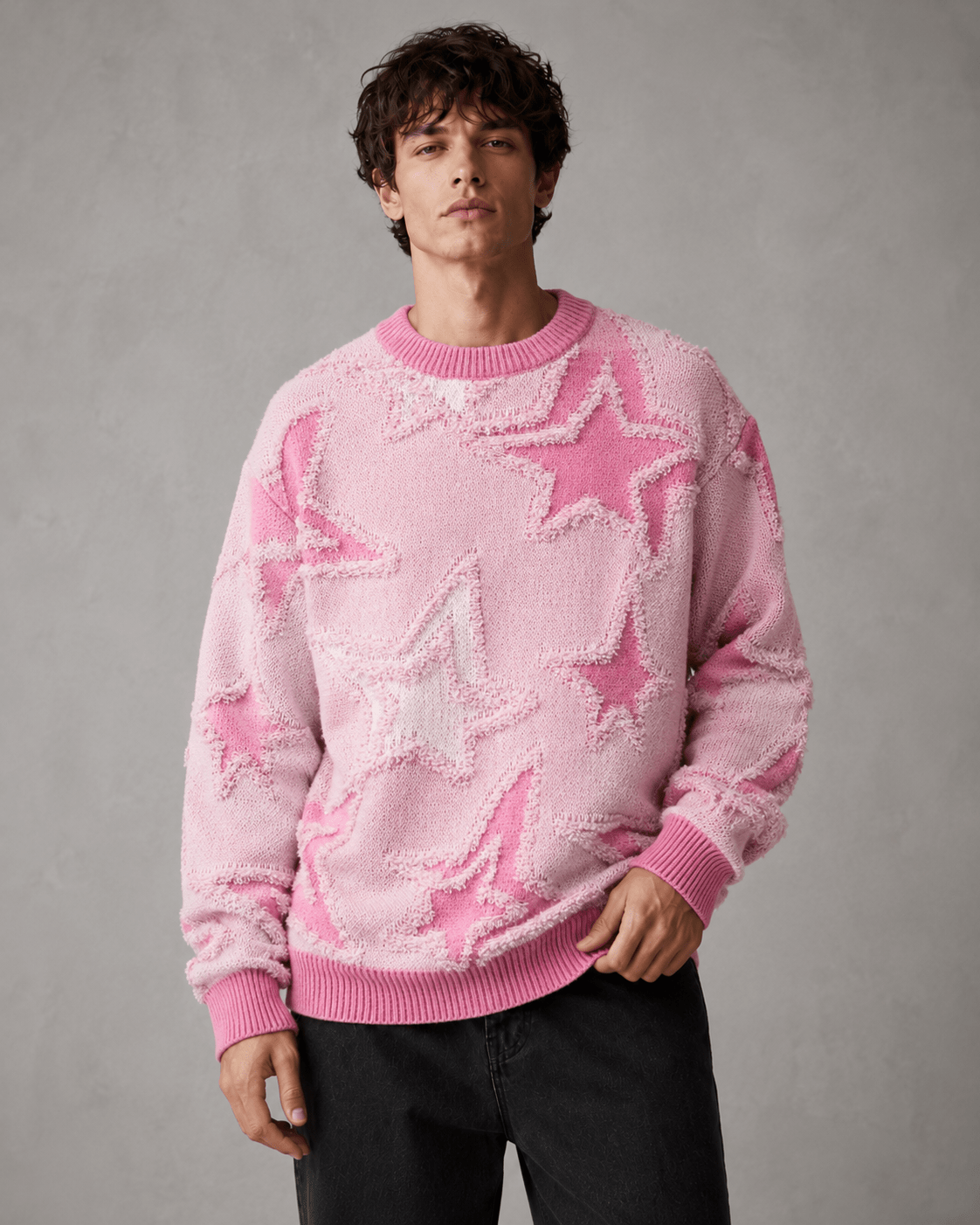 Men's Textured Star Knit Sweater Relaxed Fit - Harren Cole