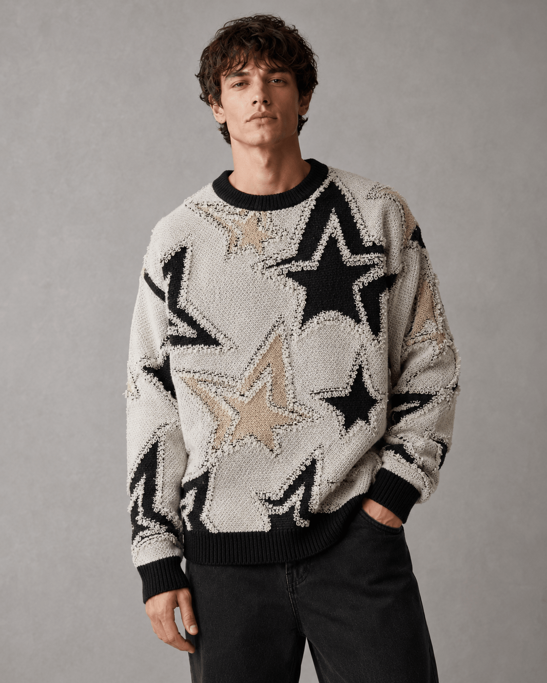 Men's Textured Star Knit Sweater Relaxed Fit - Harren Cole