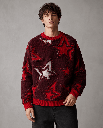 Men's Textured Star Knit Sweater Relaxed Fit - Harren Cole