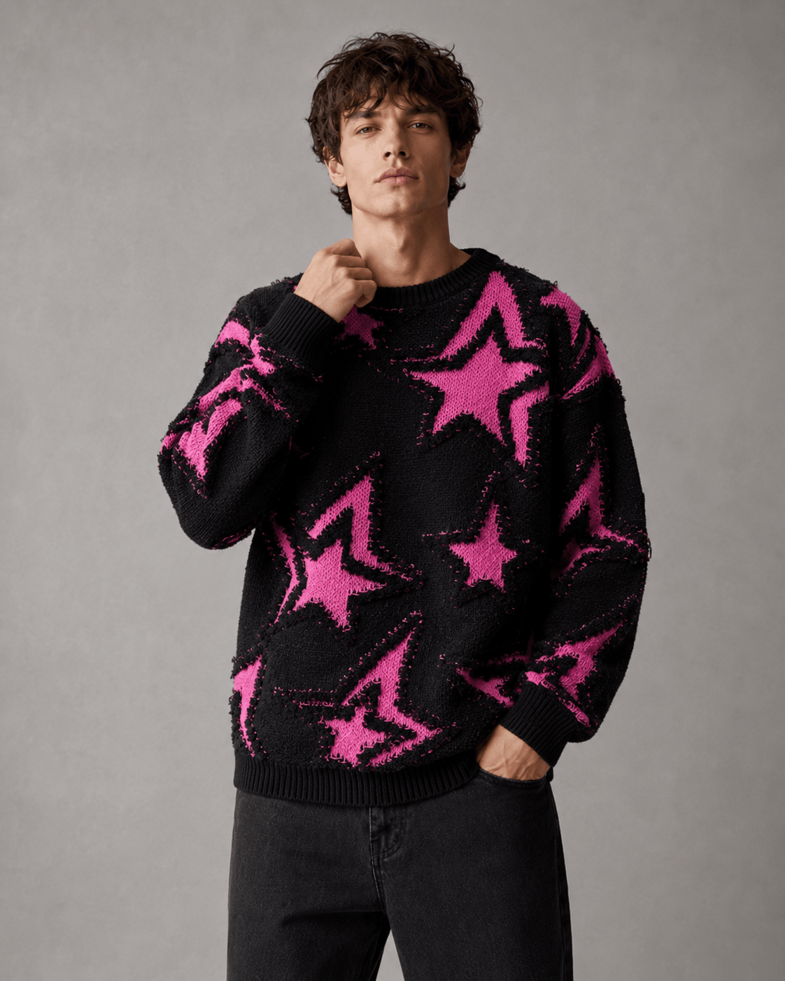 Men's Textured Star Knit Sweater Relaxed Fit - Harren Cole