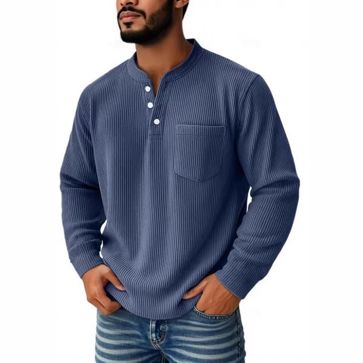 Men's Thermal Waffle Knit Henley Shirt With Chest Pocket - Harren Cole