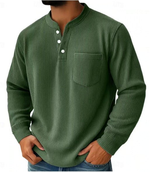 Men's Thermal Waffle Knit Henley Shirt With Chest Pocket - Harren Cole