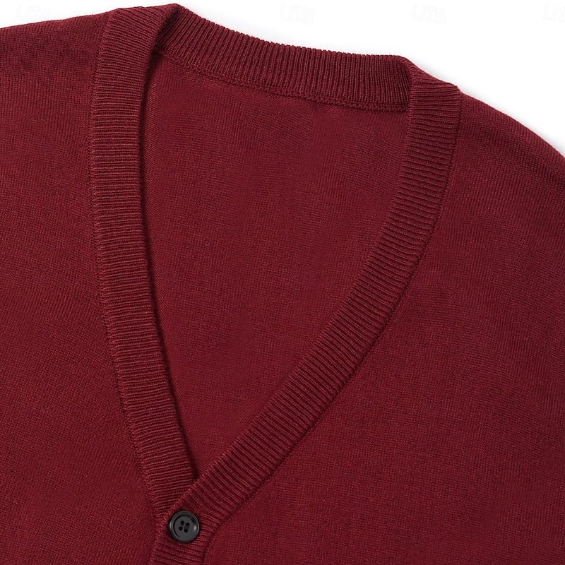 Men's V-Neck Knit Vest With Button Front - Harren Cole
